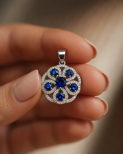 Brilliant Blue Flower CZ Set