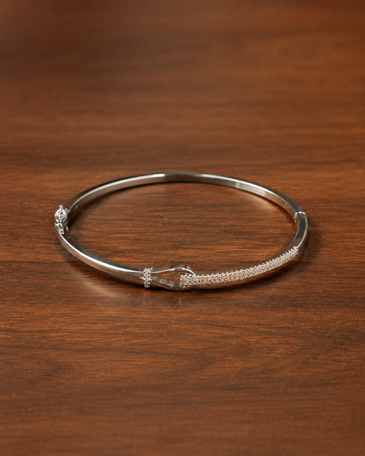 Rose Knot Silver Kada